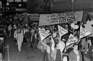 Gay rights march, Wellington, New Zealand, 25 May 1985 credit The Dominion Post Collection, Alexander Turnbull Library.